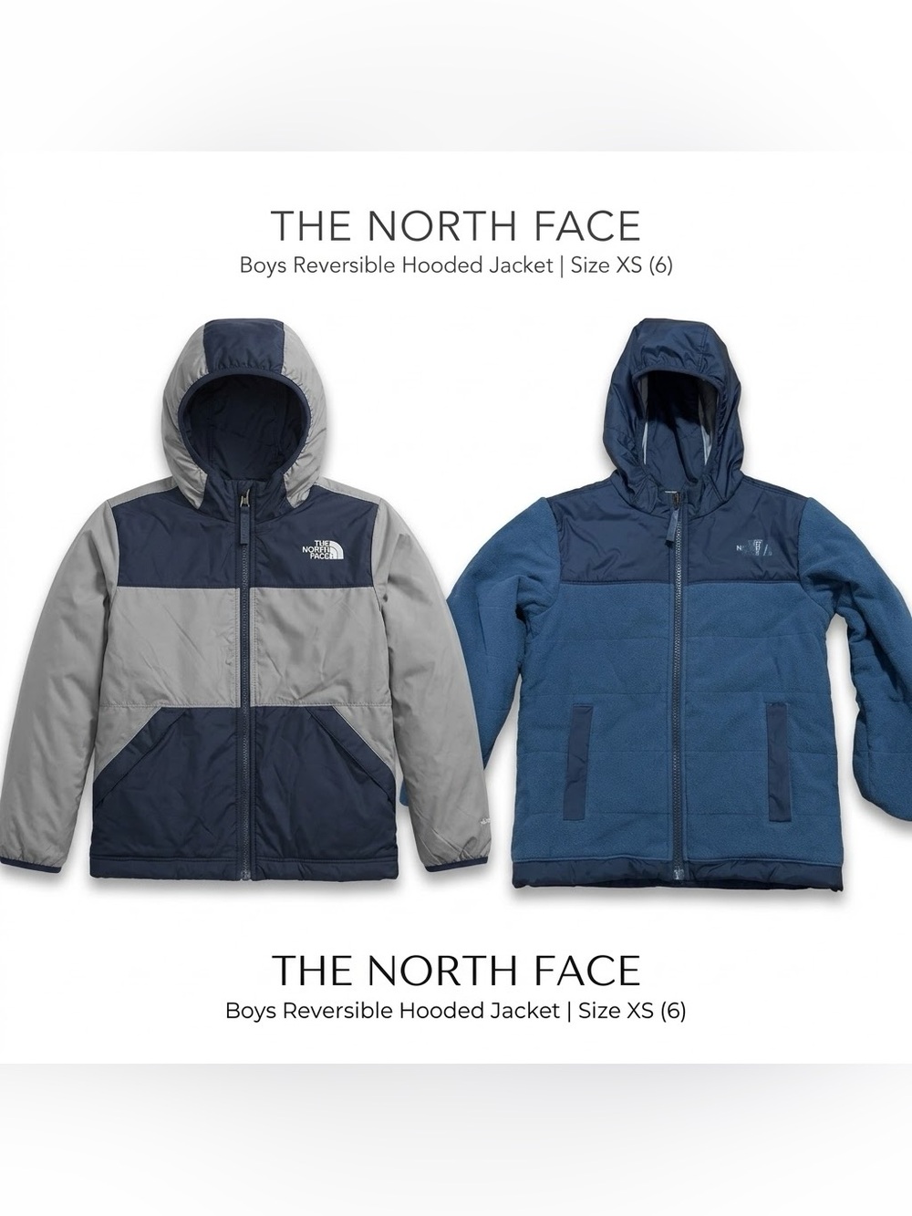 The North Face Boys Reversible Hooded Fleece Jacket Size XS (6)